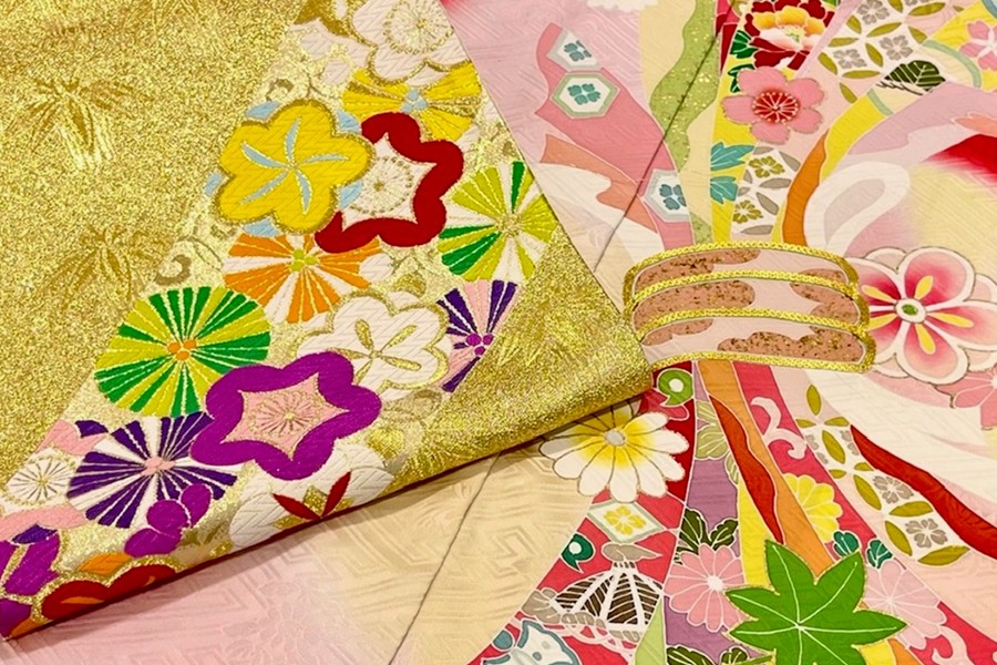 七歳祝い着の着物と帯